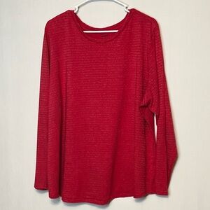 Sonoma Size 2X The Everyday Tee Red Glitter Long Sleeve Casual Womens Top.